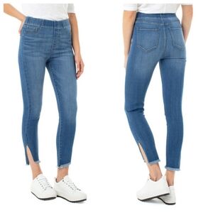 Liverpool Chloe Fray Hem Side Slit High Rise Pull On Skinny Crop Jeans size 12